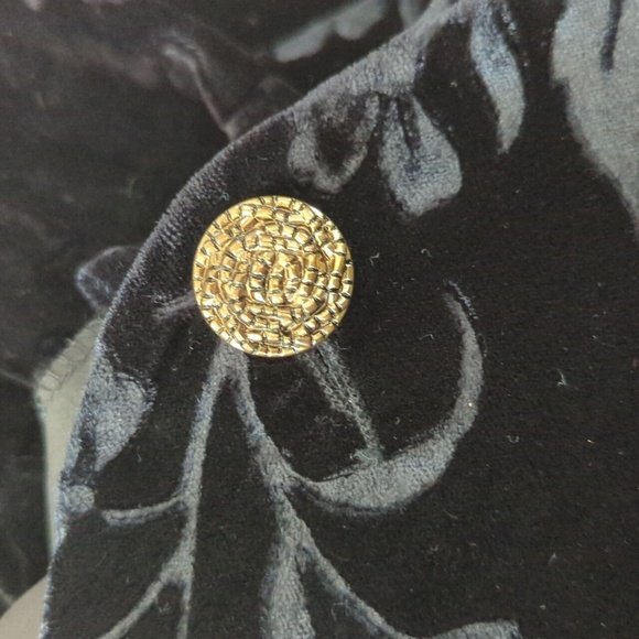 Vintage Tan Jay Velvet Style Set - Velvet Floral Detail + Gold Buttons - Size 14 - Picture 12 of 12